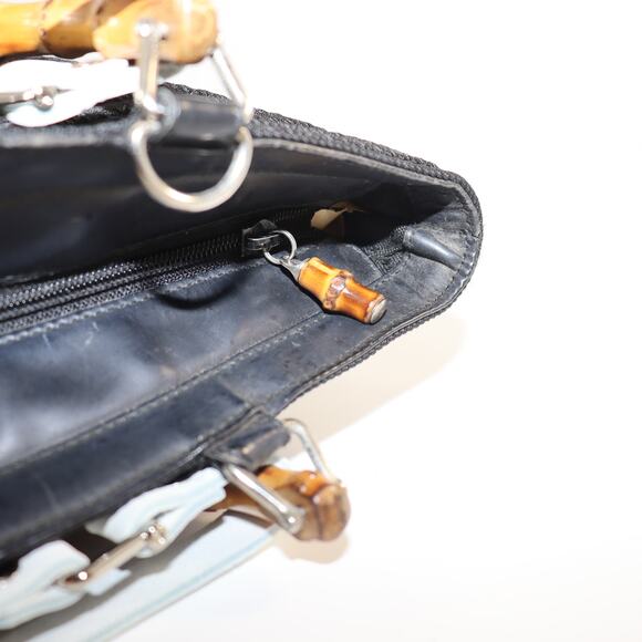 Gucci Black Woven Tote with Bamboo Handles – Chic Italian Style - Picture 7 of 11